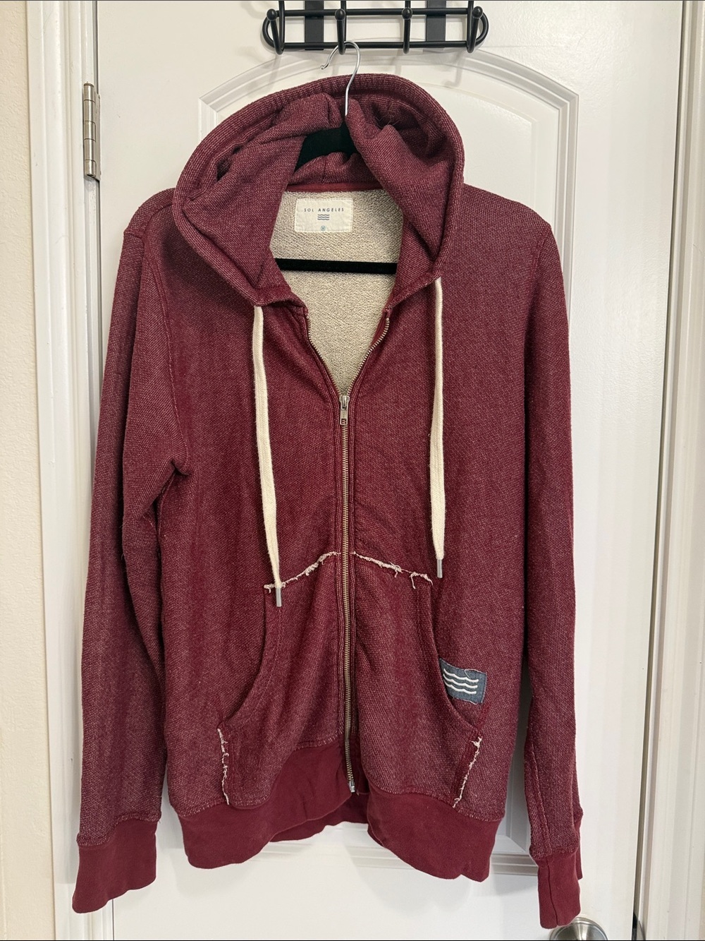 Sol Angeles Burgundy Zip-up Hoodie Size M
